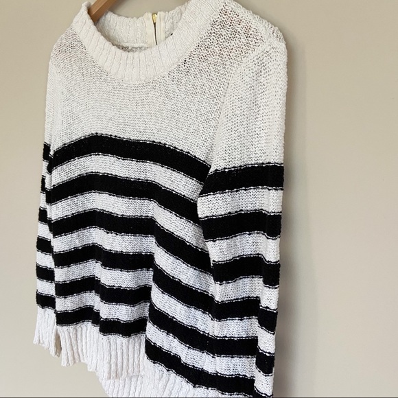 H&M Striped Knit Sweater Navy Blue White M - Picture 4 of 7